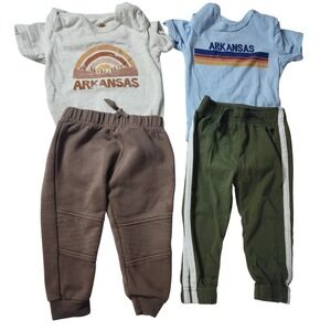 Home Free Arkansas Bodysuits & Disney Garanimals Joggers Bundle Set Boys 18M Lot